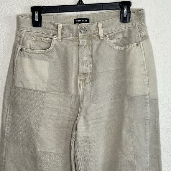 Whistles Tan Patchwork Boyfriend Jean size 29 High Rise Relaxed Khaki Af16 - Picture 4 of 7